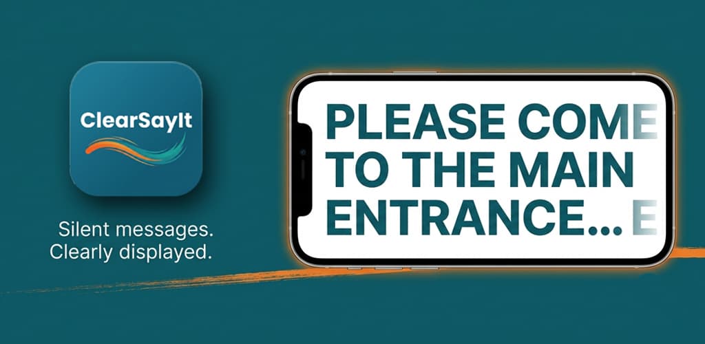 ClearSayIt showing a large fullscreen message on a phone